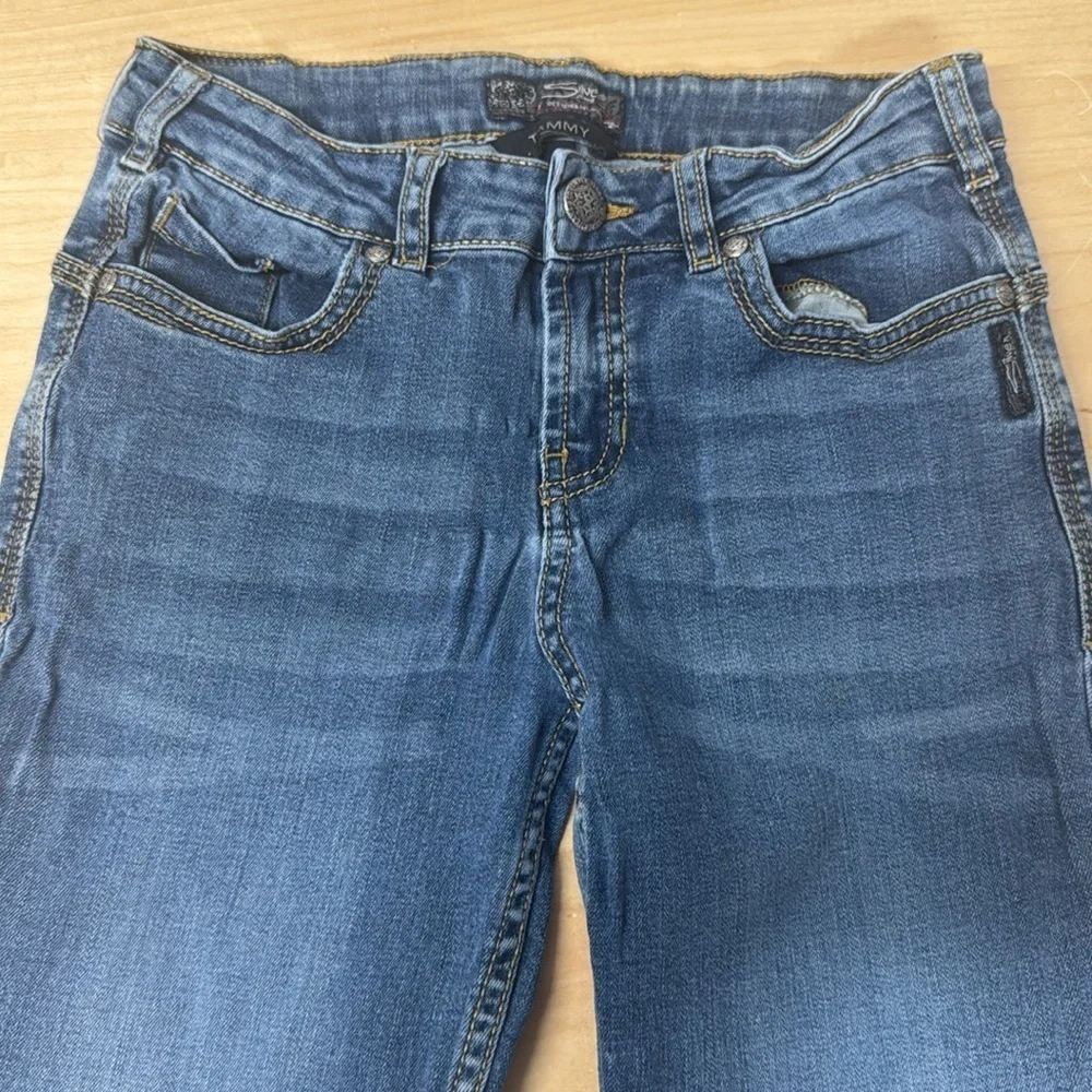 Silver Tammy Triple 5 Jeans youth Straight Leg Blue Denim adjustable waist sz 16